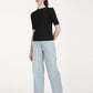 Women's Solid Black Round Neck Sweater - 6 View