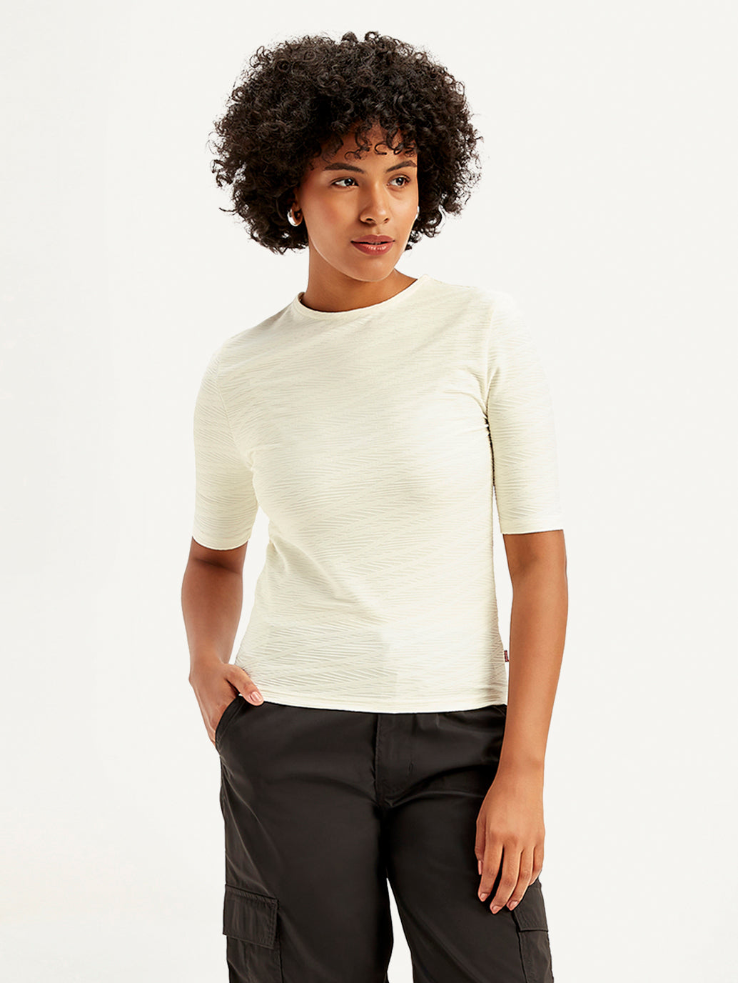Women's Textured Crew Neck Top - Front View