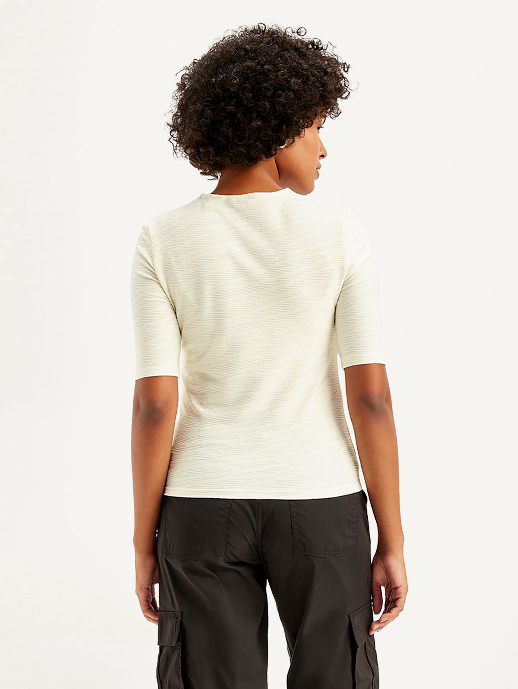 Women's Textured Crew Neck Top - Back View
