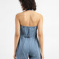 Women's Solid Blue Romper Denim Dress - 10398dd1-8a90-4f8f-aa7f-2fa48dce1b85 View