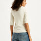 Women's Solid White Crew Neck Sweater - Back View