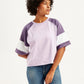 Women's Colorblock Loose Fit T-Shirt - Front View