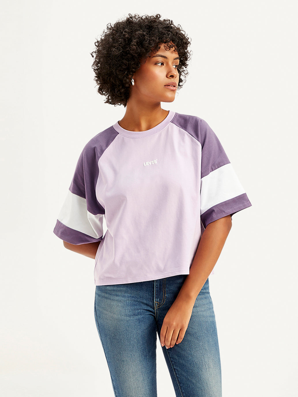 Women's Colorblock Loose Fit T-Shirt - Front View