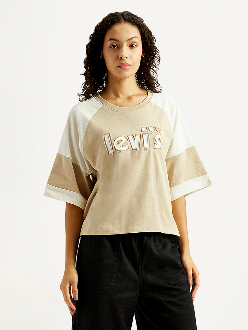Women's Brand Logo Relaxed Fit T-shirt - Front View