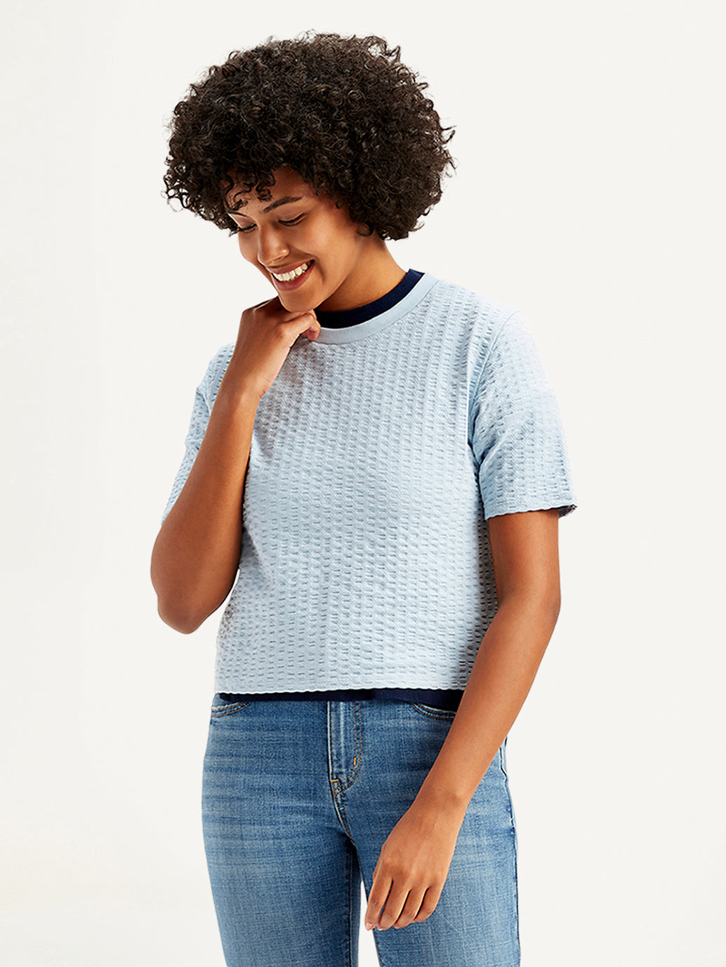 Women's Textured Regular Fit Top - Front View
