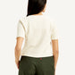 Women's Textured White Crew Neck Top - Back View