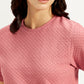 Women's Textured Peach Crew Neck Top - Detail View