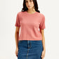 Women's Textured Peach Crew Neck Top - Styleshot View