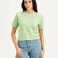 Women's Textured Light-Green Crew Neck Top - Front View
