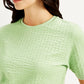 Women's Textured Light-Green Crew Neck Top - Detail View