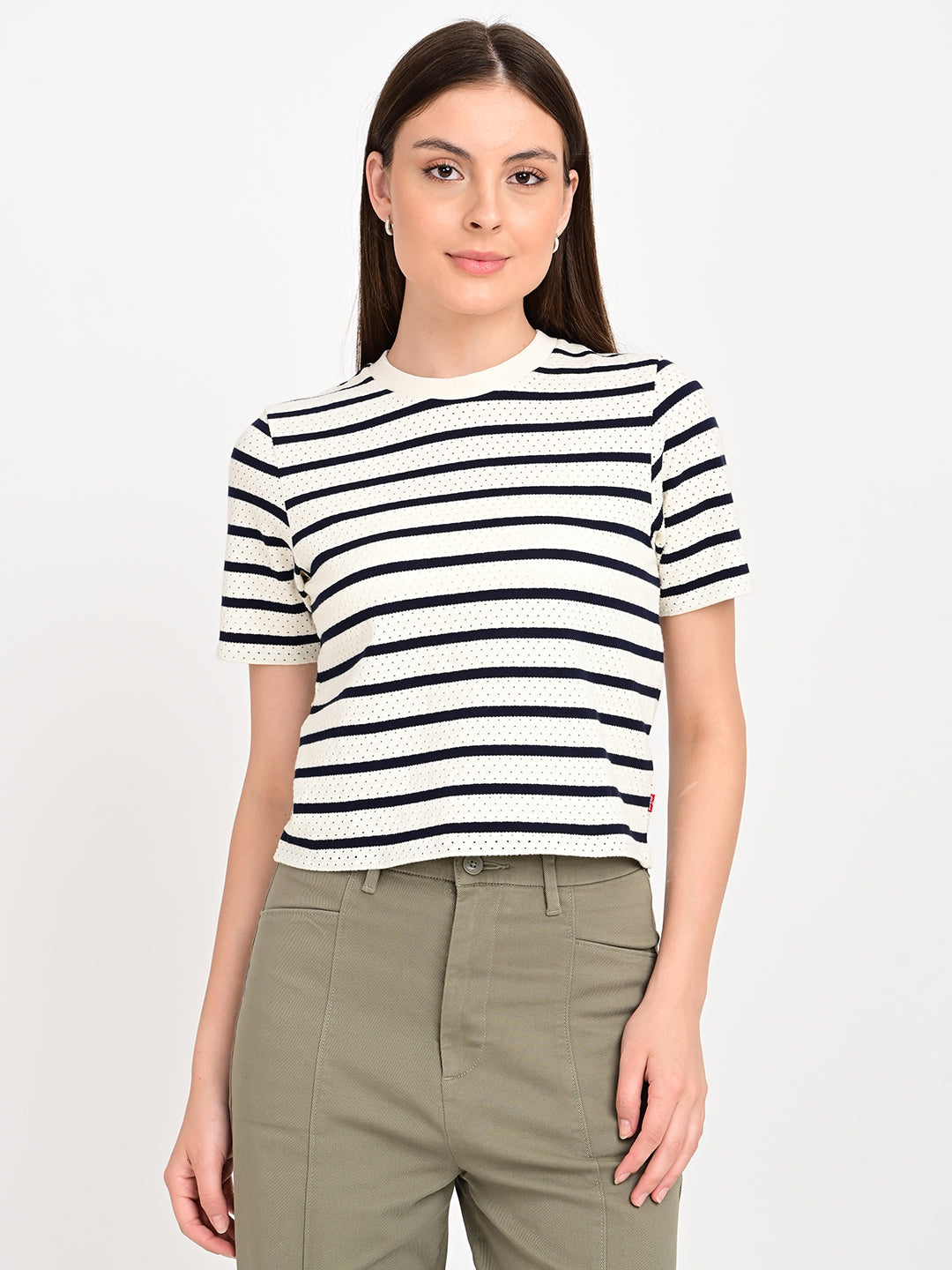 Women's Striped Relaxed Fit T-Shirt - jpg View