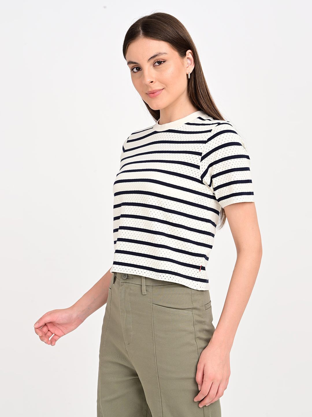 Women's Striped Relaxed Fit T-Shirt - jpg View