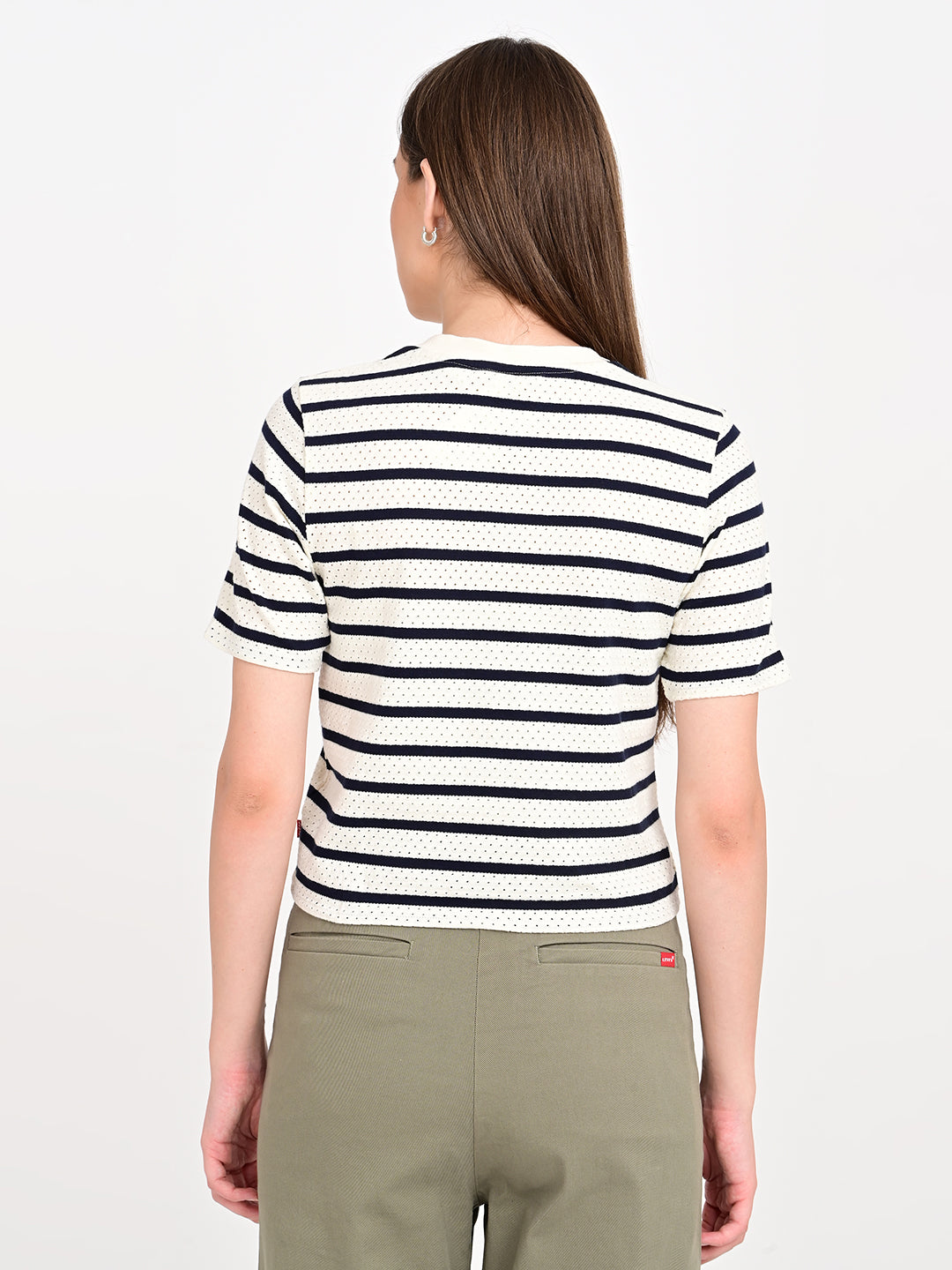 Women's Striped Relaxed Fit T-Shirt - bac View
