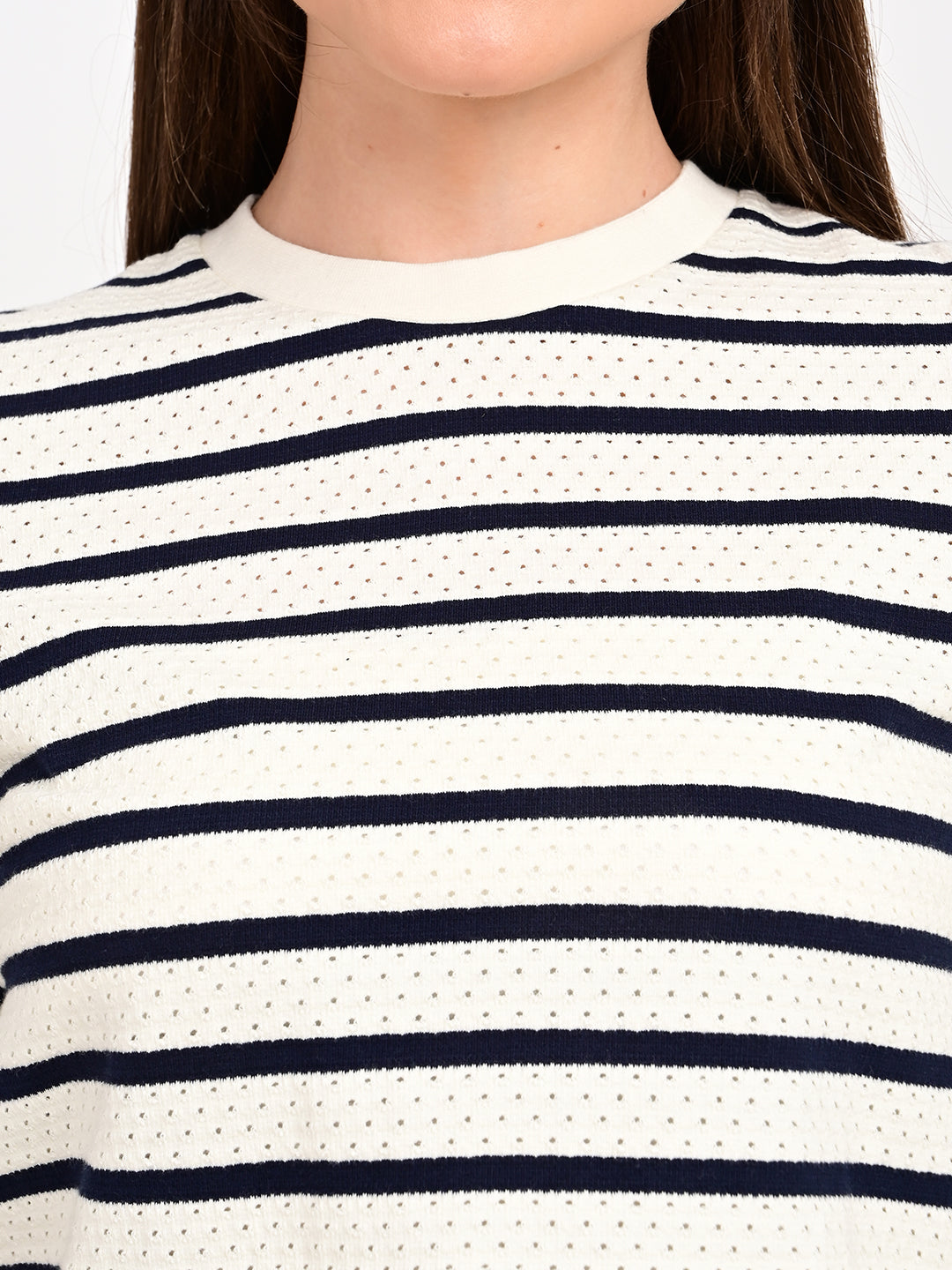 Women's Striped Relaxed Fit T-Shirt - detail View