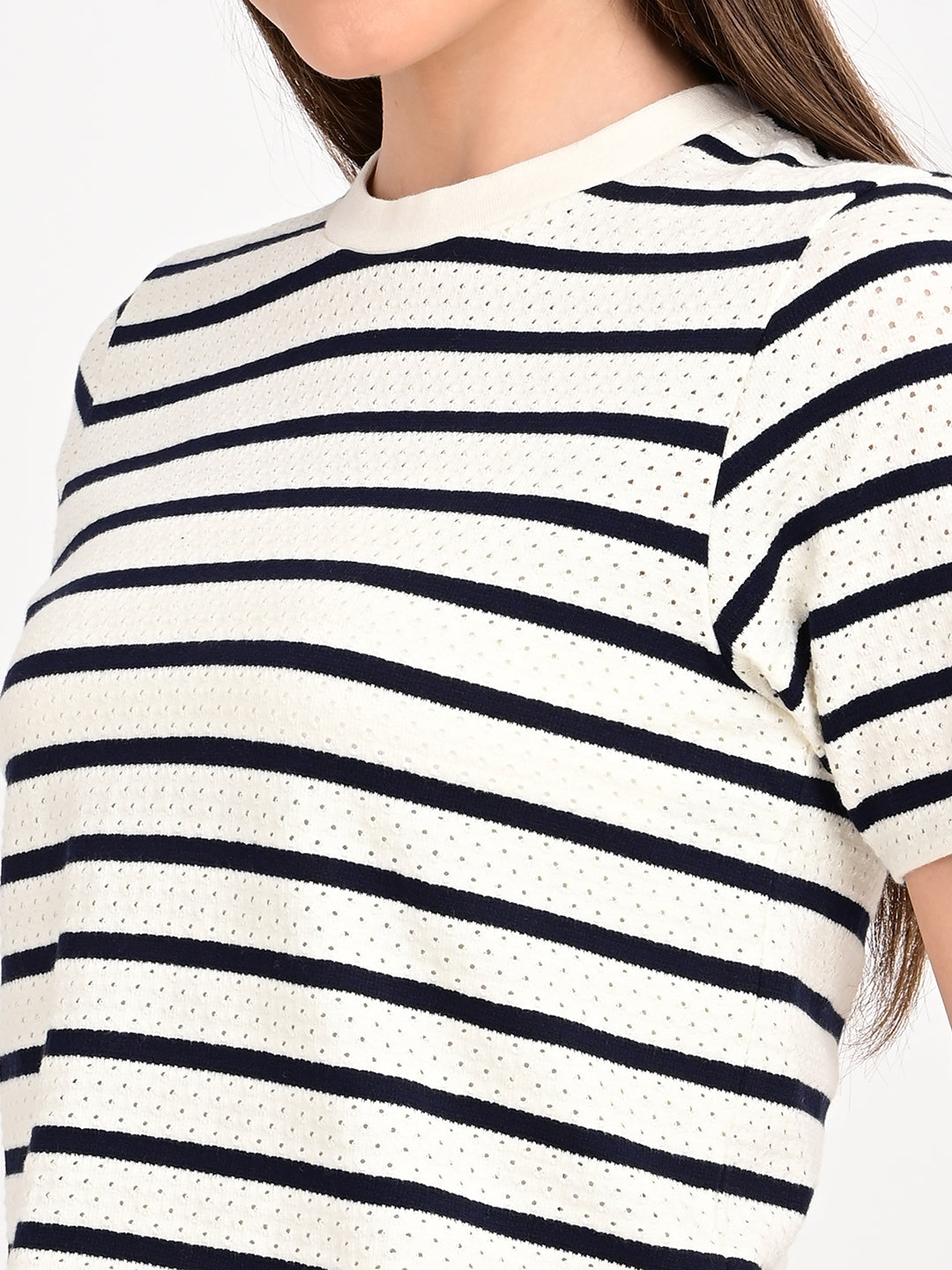Women's Striped Relaxed Fit T-Shirt - detail View