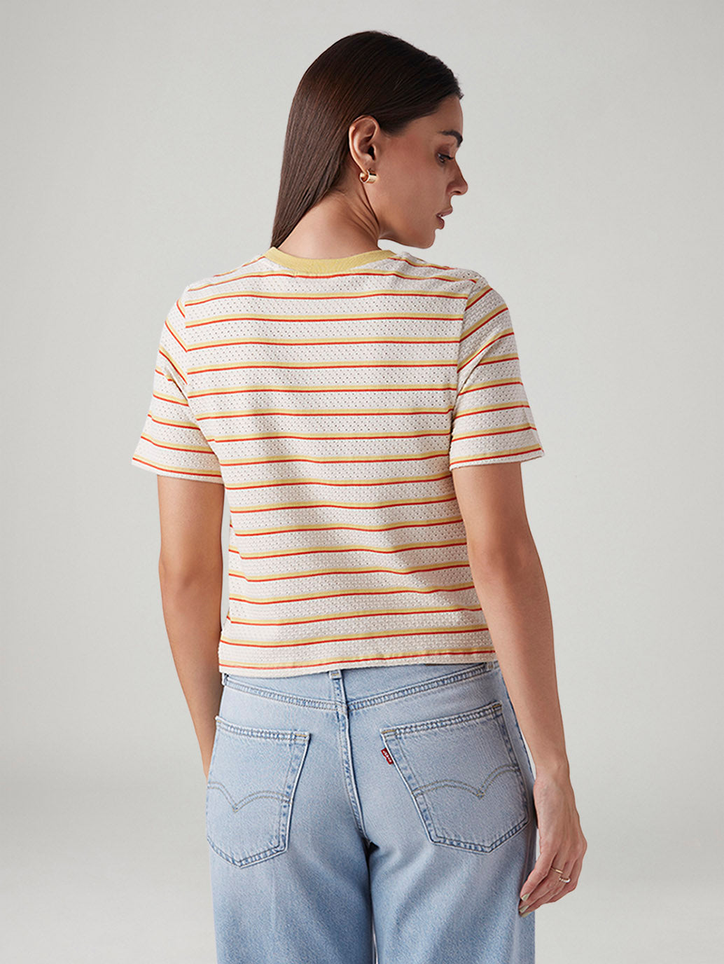 Women's Striped Regular Fit T-Shirt - Back View