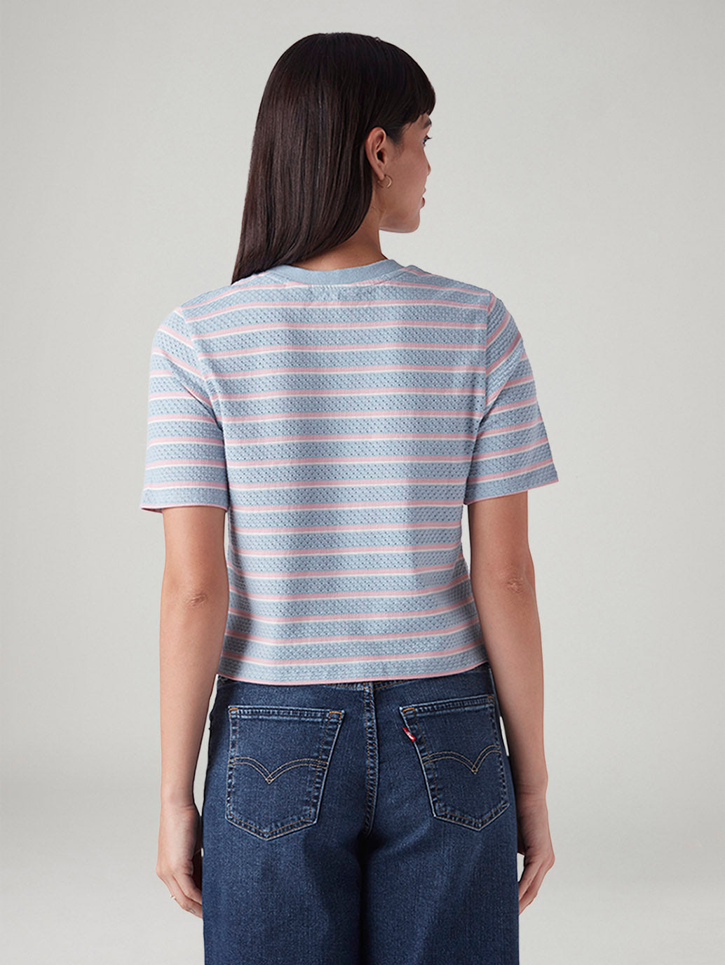 Women's Striped Regular Fit T-Shirt - Back View