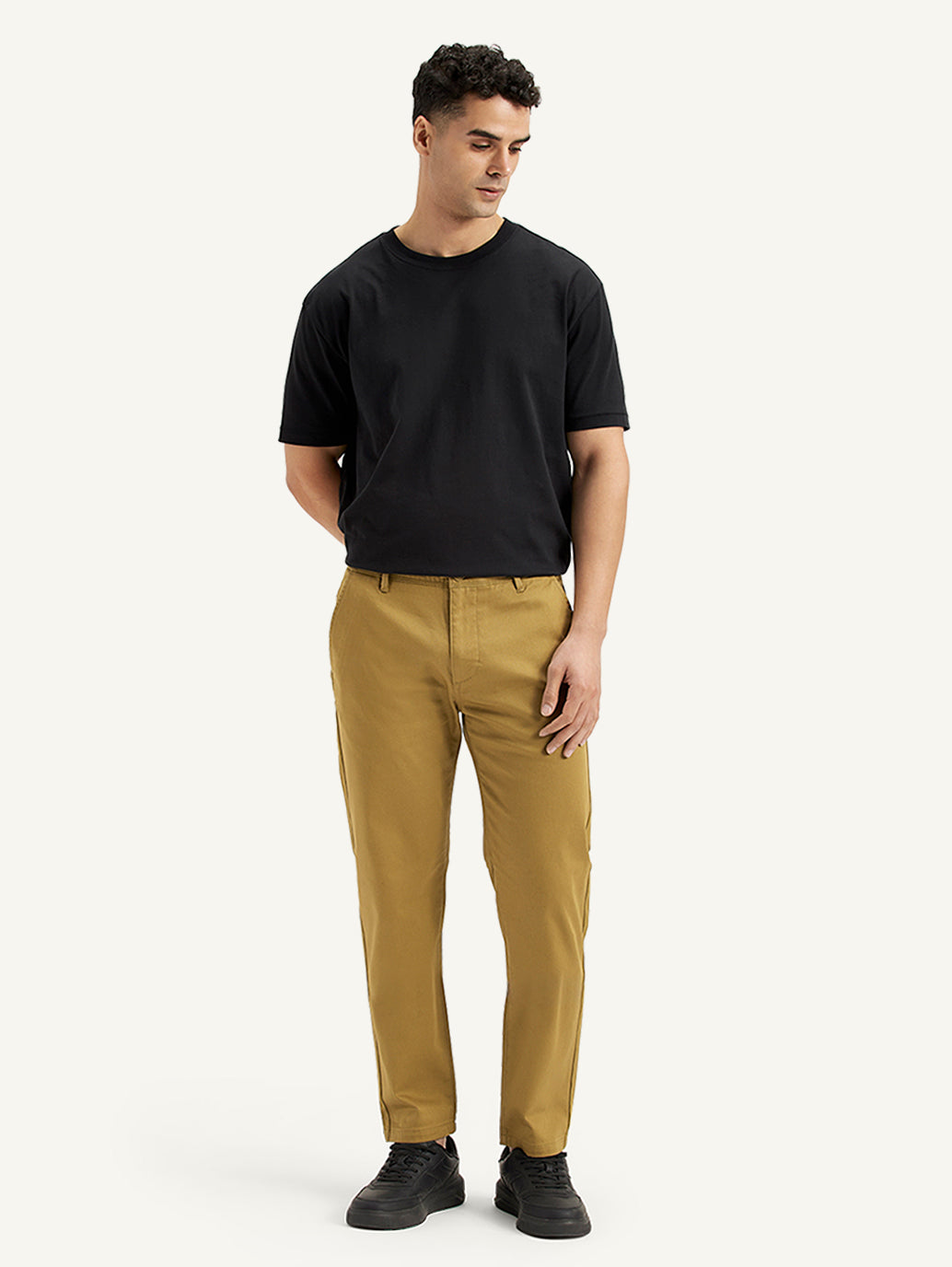 Men's Tan Regular Fit Chinos - Front View