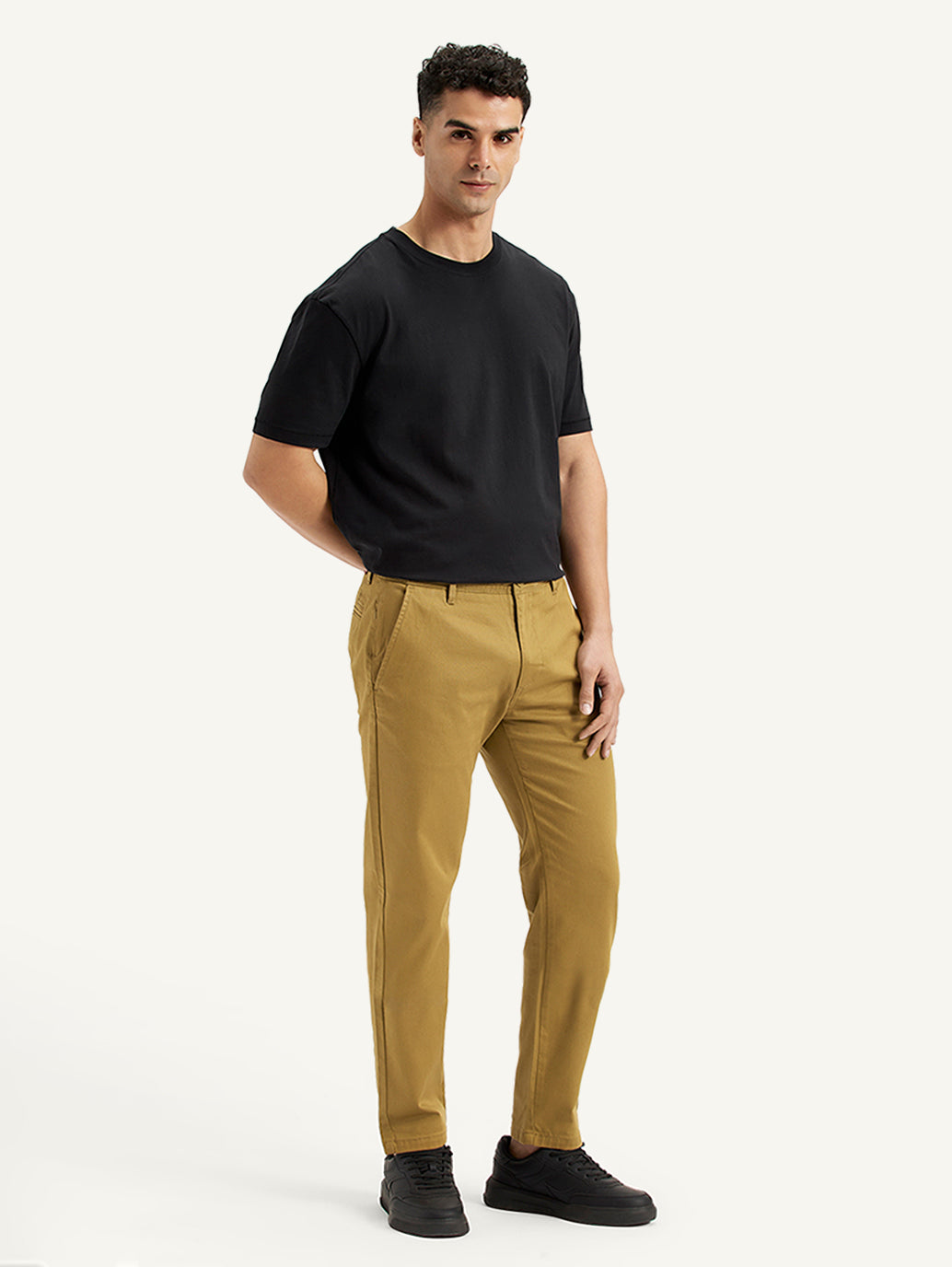 Men's Tan Regular Fit Chinos - Side View