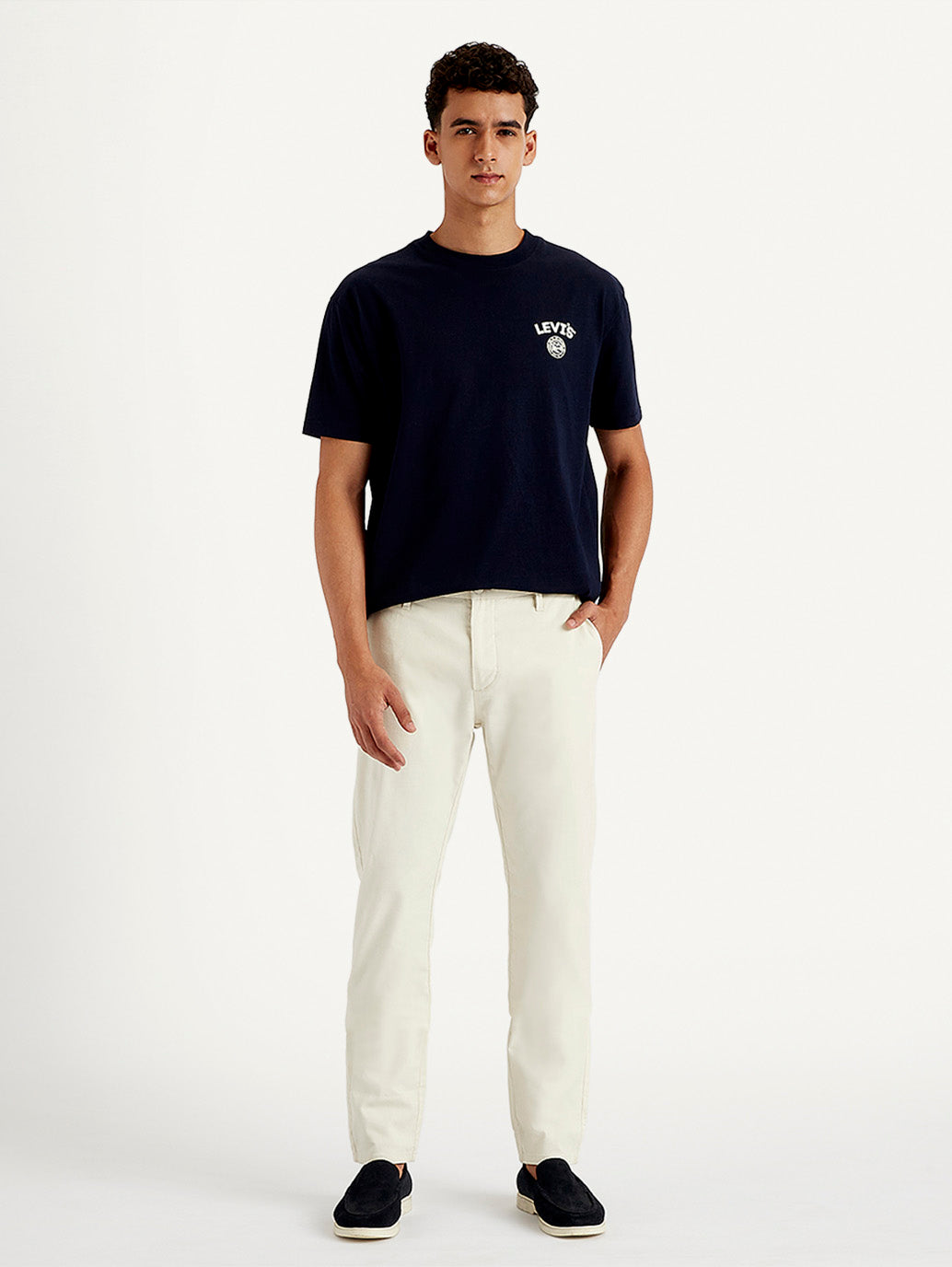 Men's White Tapered Fit Trousers - f45507e4-30a4-416f-9e25-07d68efbf4f4 View