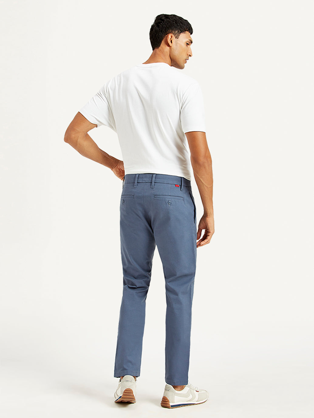 Men's Blue Tapered Chino Trousers - Back View