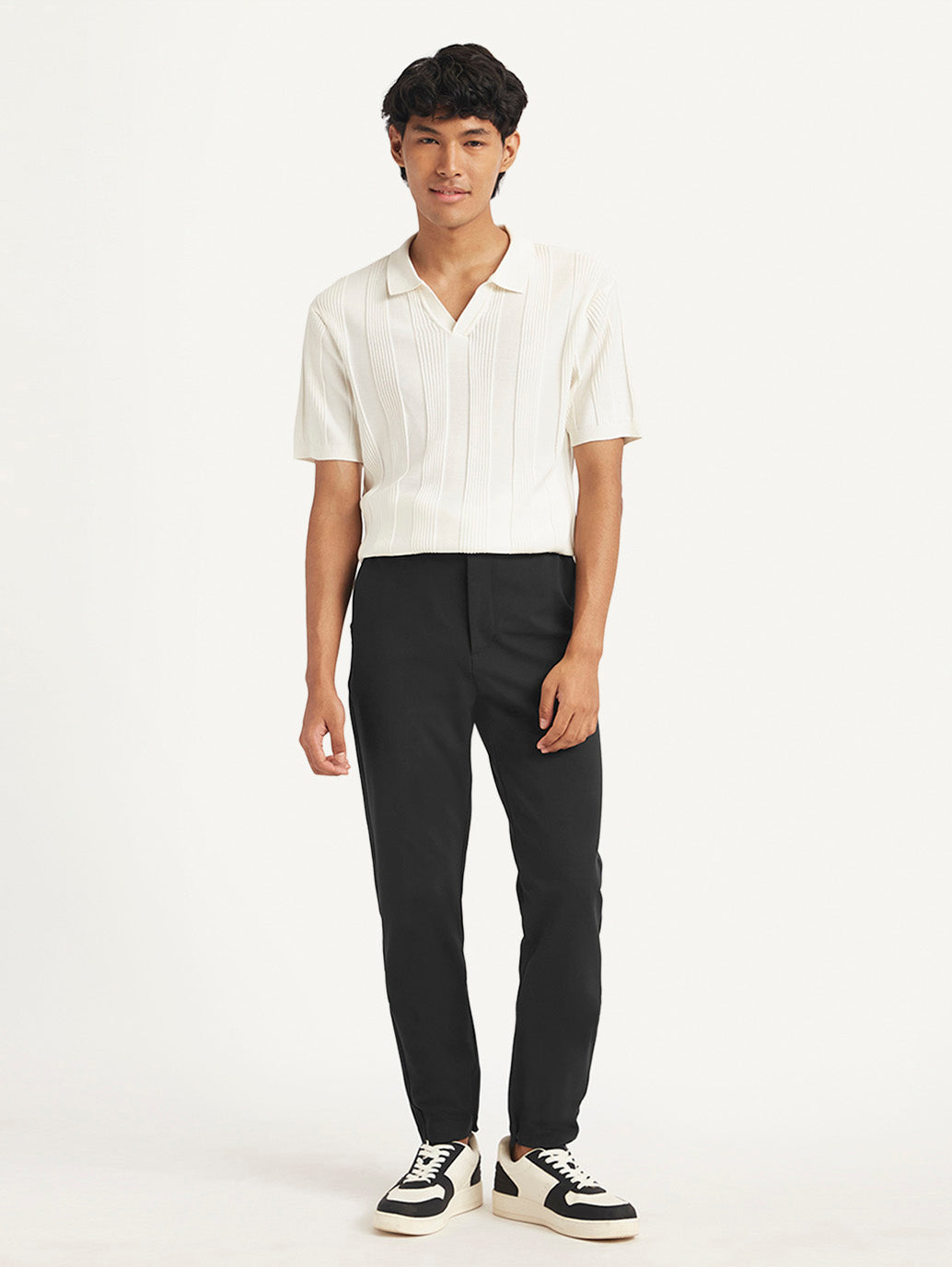 Men's Black Regular Fit Trousers - e1bbe585-3294-4cda-bdb7-fbb4f09571a0 View
