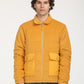 Men's Quilted Yellow Spread Collar Puffer Jacket - Front View
