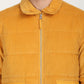 Men's Quilted Yellow Spread Collar Puffer Jacket - Detail View