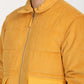 Men's Quilted Yellow Spread Collar Puffer Jacket - Detail View