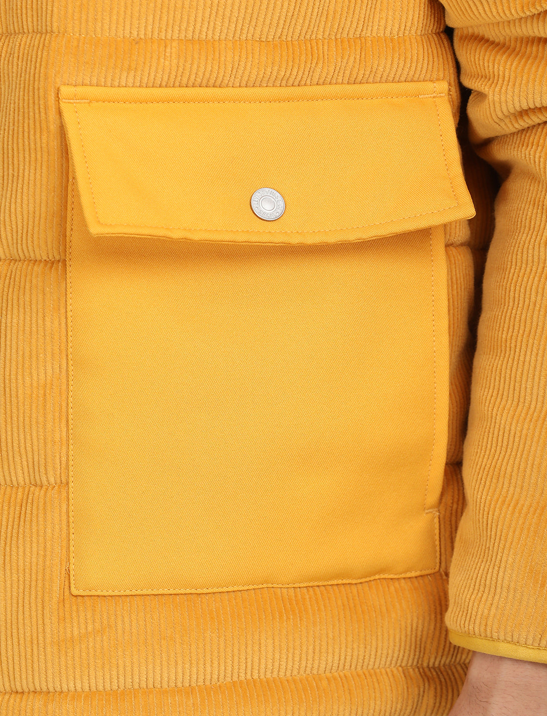 Men's Quilted Yellow Spread Collar Puffer Jacket - 6 View