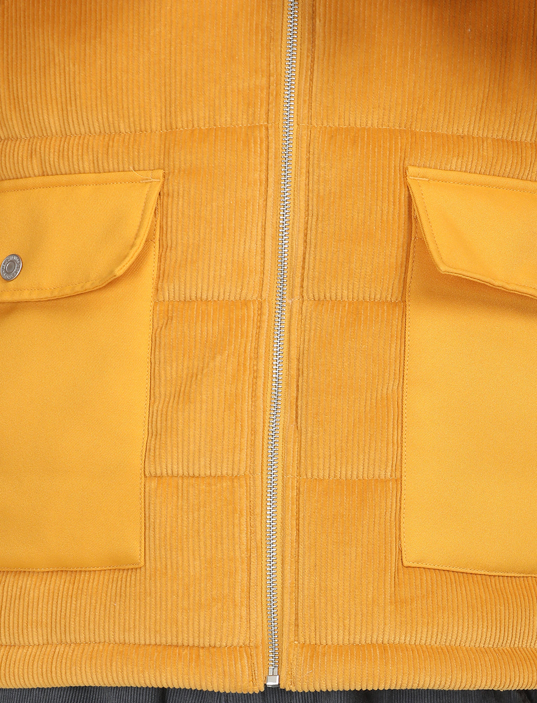 Men's Quilted Yellow Spread Collar Puffer Jacket - 7 View