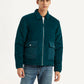 Men's Colorblock Green Spread Collar Jacket - Front View