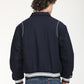 Men's Solid Navy Spread Collar Varsity Jacket - Back View