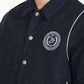 Men's Solid Navy Spread Collar Varsity Jacket - Detail View
