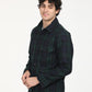 Men's Plaid Navy Spread Collar Shacket - RightSide View