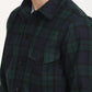 Men's Plaid Navy Spread Collar Shacket - deatil View