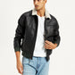 Men's Solid Dark Brown Spread Collar Leather Jacket - Styleshot View