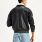 Men's Solid Dark Brown Spread Collar Leather Jacket - Back View