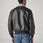 Men's Solid Regular Faux Leather Jacket - Back View