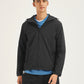 Men's Solid Black Hooded Tailored Jacket - Front View