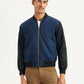Men's Colorblock Navy Bomber Jacket - Front View