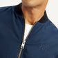 Men's Colorblock Navy Bomber Jacket - Detail View