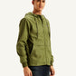 Men's Solid Olive Hooded Tailored Jacket - Side View