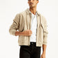 Men's Solid Beige Spread Collar Bomber Jacket - Styleshot View