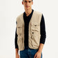 Men's Solid Beige V Neck Jacket