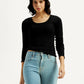 Women's Textured Slim Fit Top - Styleshot View