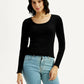 Women's Textured Slim Fit Top - Front View