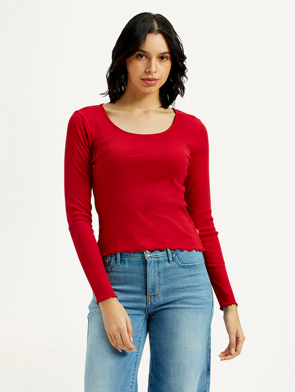 Women's Textured Slim Fit Top - Front View