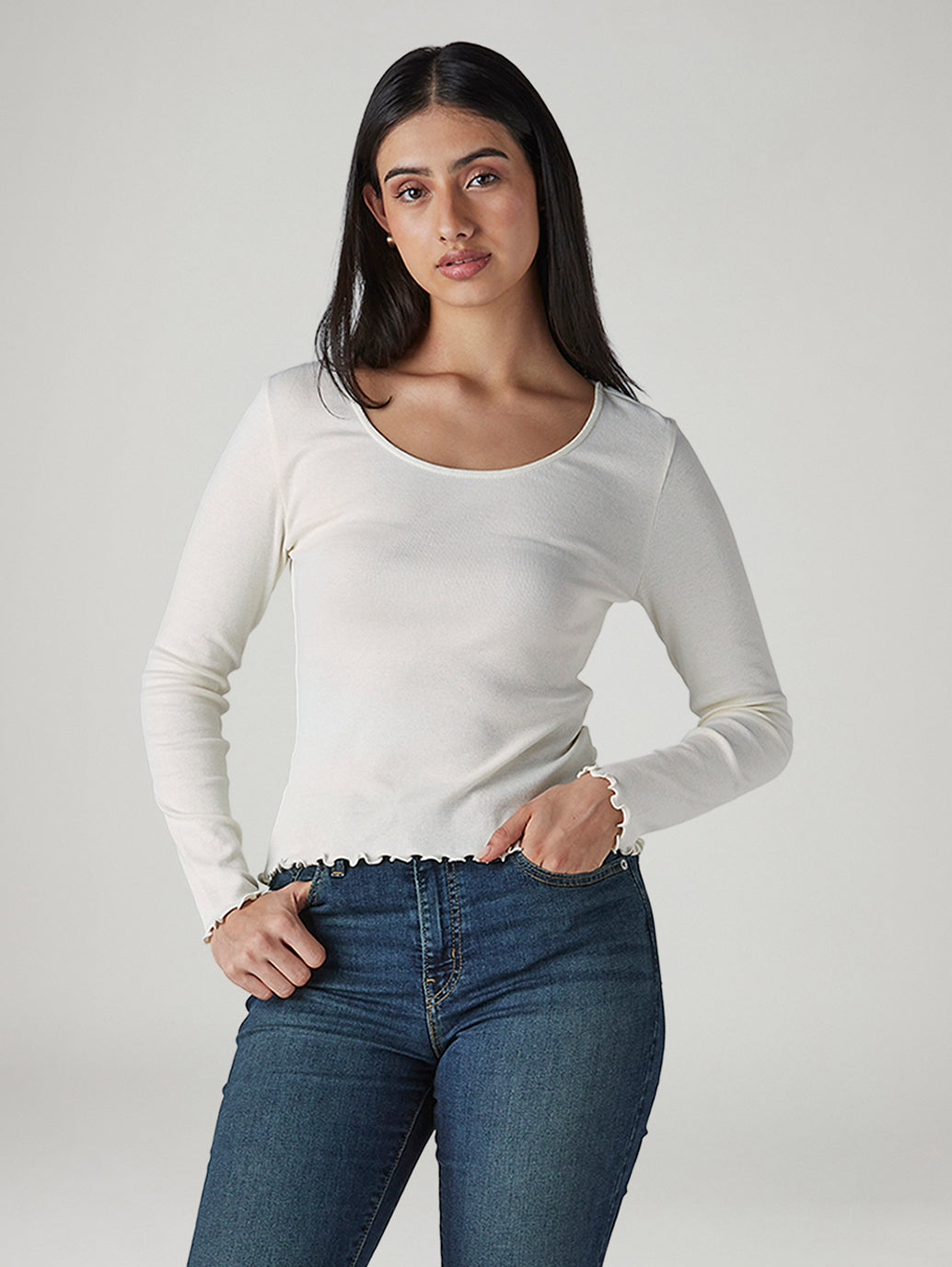 Women's Solid Regular Fit Ribbed Top