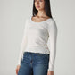 Women's Solid Regular Fit Ribbed Top - Side View